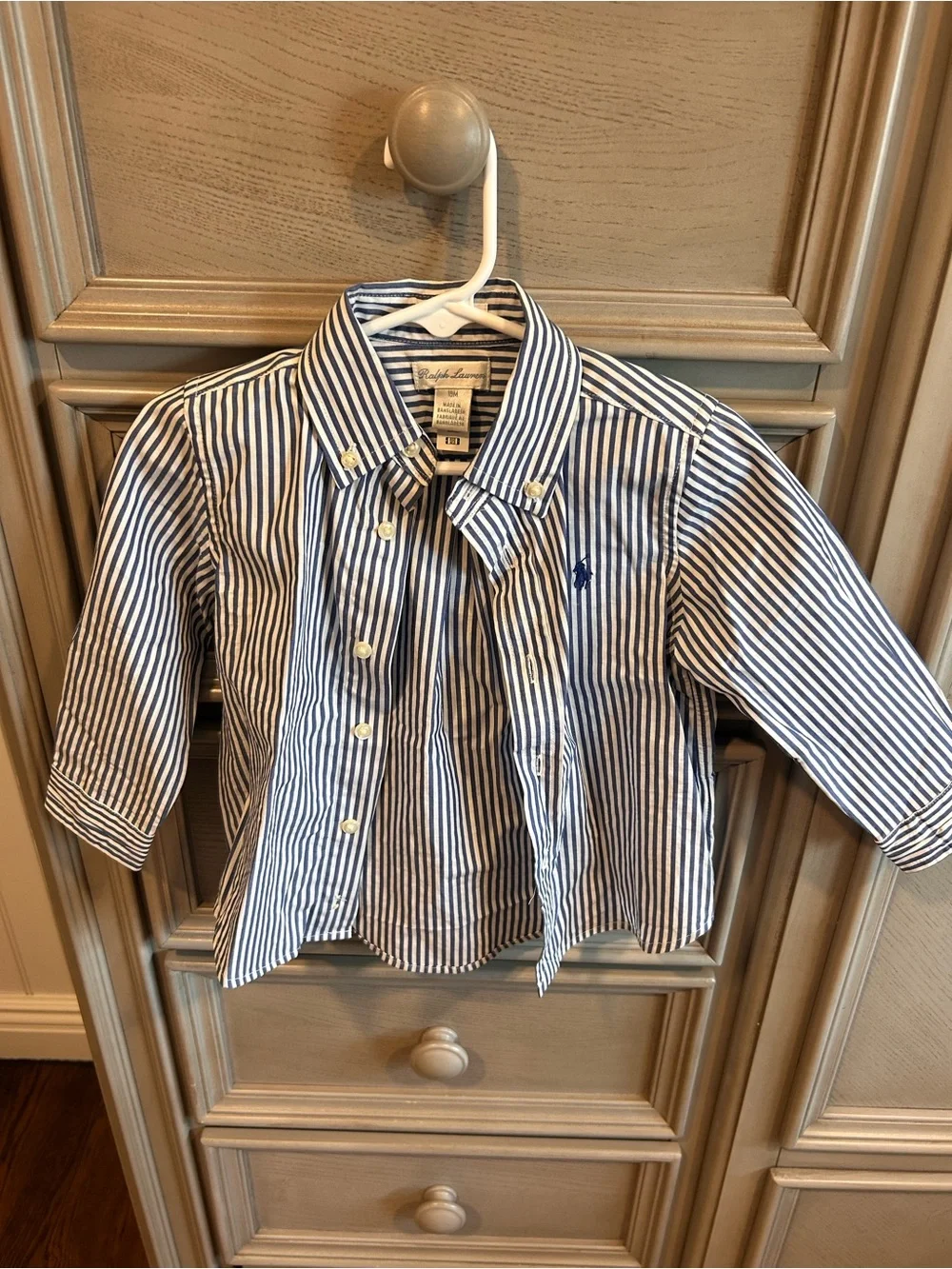 Ralph Lauren Boys Navy & White Striped Button-Down Shirt